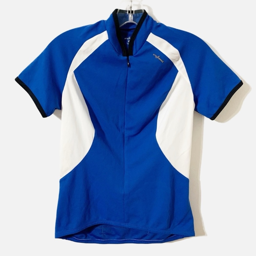 Shebeest Color Block Partial Front Zip Short Sleeve Cycling Jersey Back Pockets